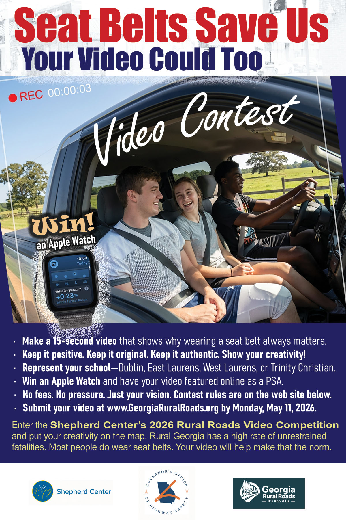 2026 Rural Roads PSA Video Contest — Seat Belts Save Us, Your Video Could Too